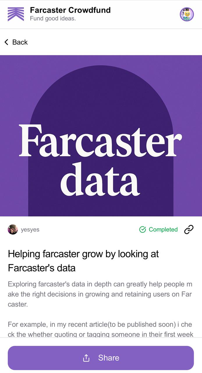 Free USDC Crowdfunds. - Farcaster Mini Apps screenshot